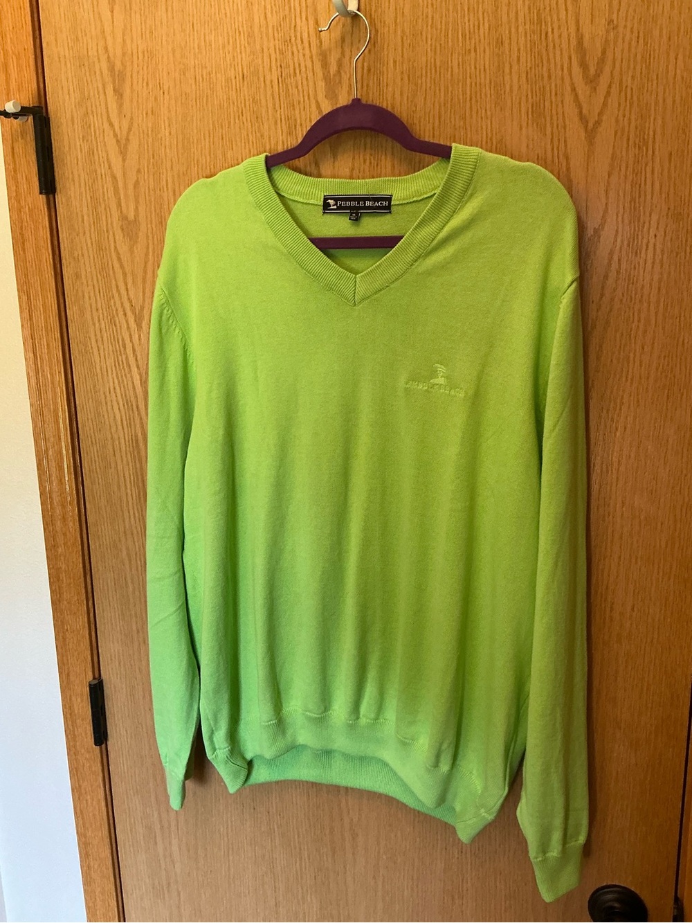 NWT $80 Pebble Beach Sweater v-neck lime green GOLF men’s XL SOFT PIMA COTTON - Picture 3 of 13